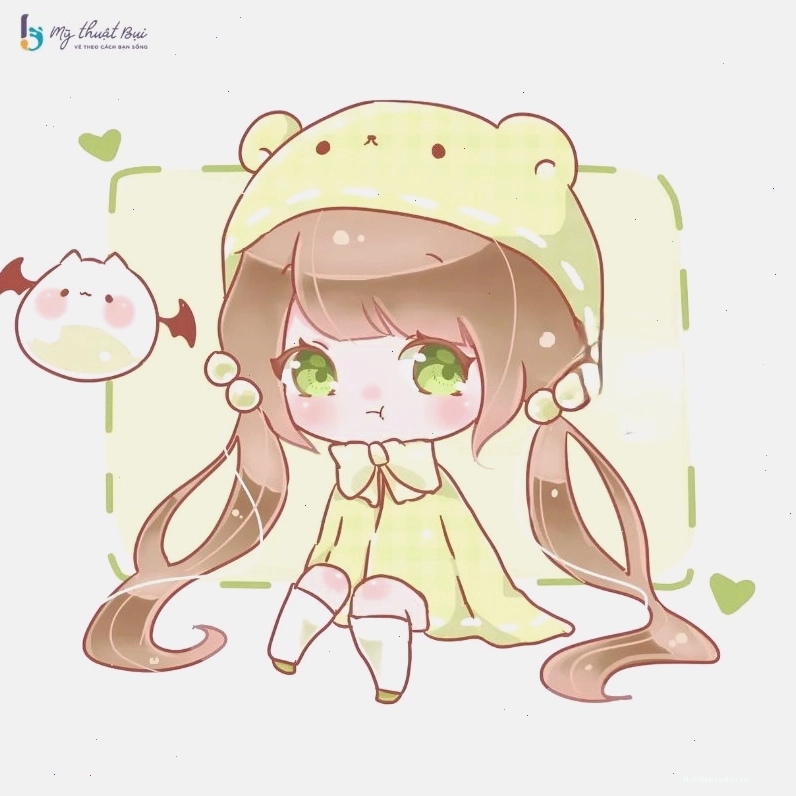 Chibi nữ anime đang thưởng thức kem