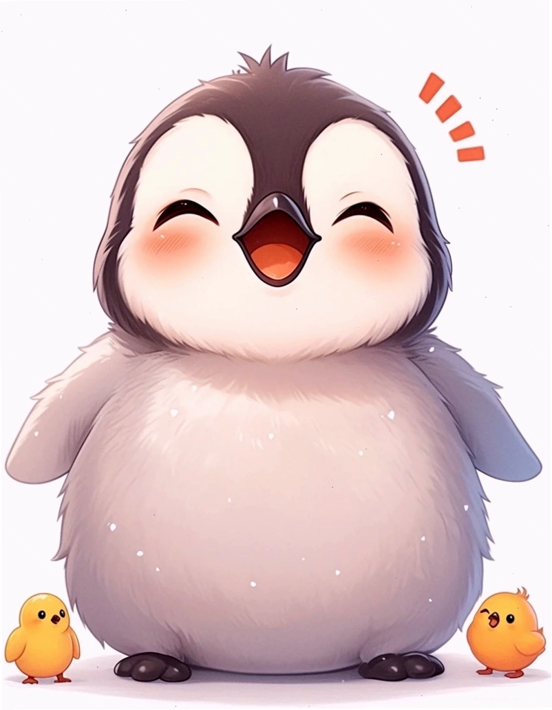 Chim cánh cụt chibi 8 với vẻ mặt ngạc nhiên