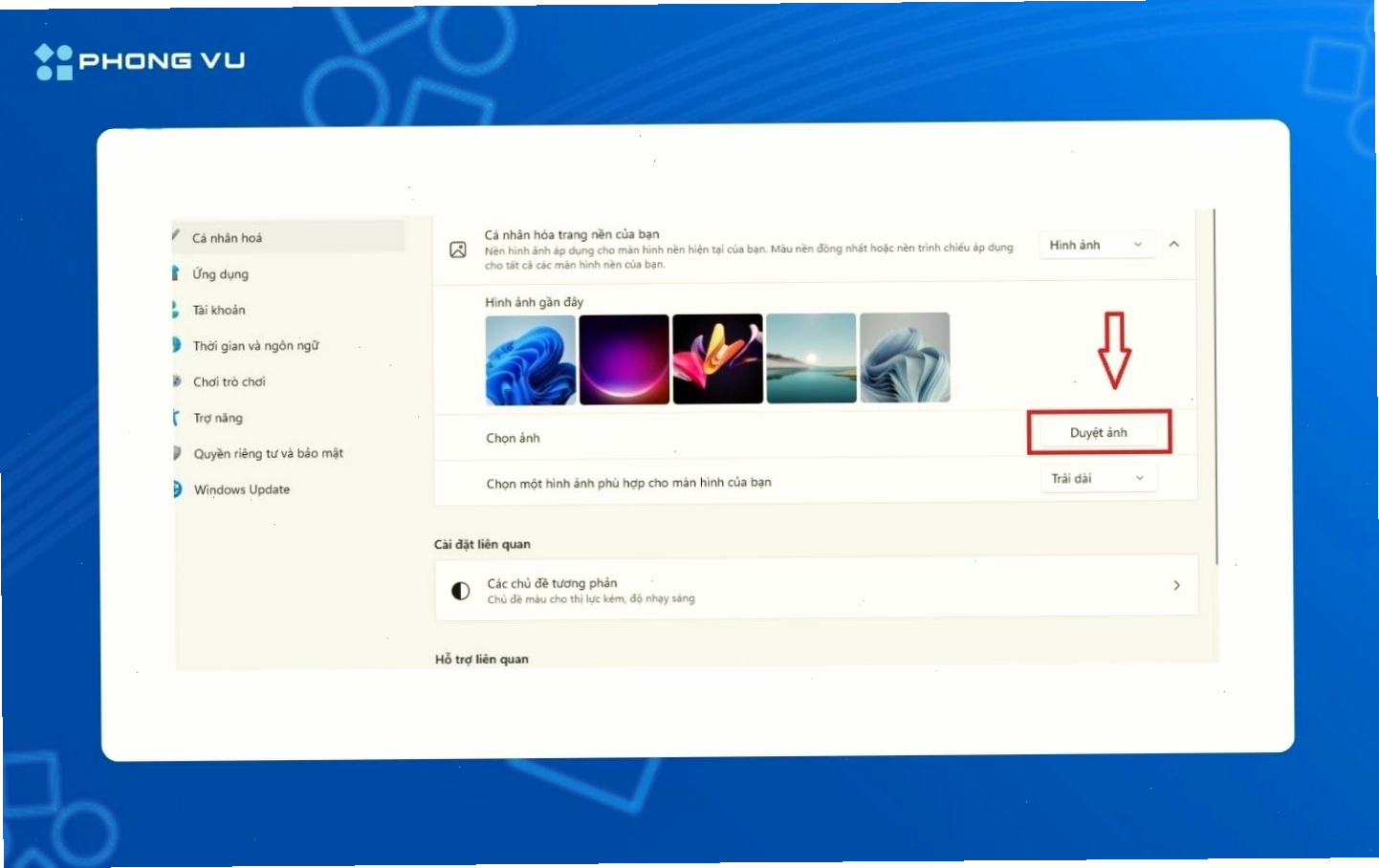 Chọn ảnh nền trên Windows 10