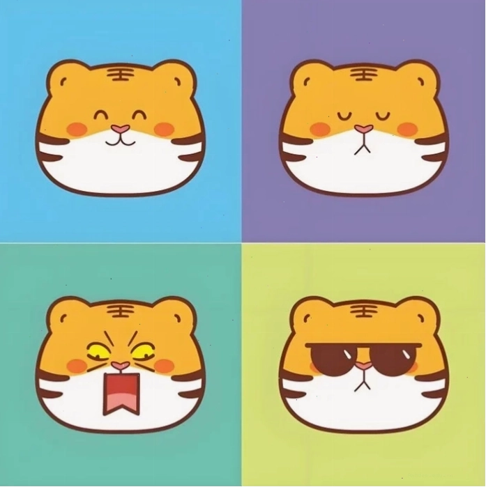 Chú hổ chibi cute với đôi mắt to tròn biểu cảm tinh nghịch