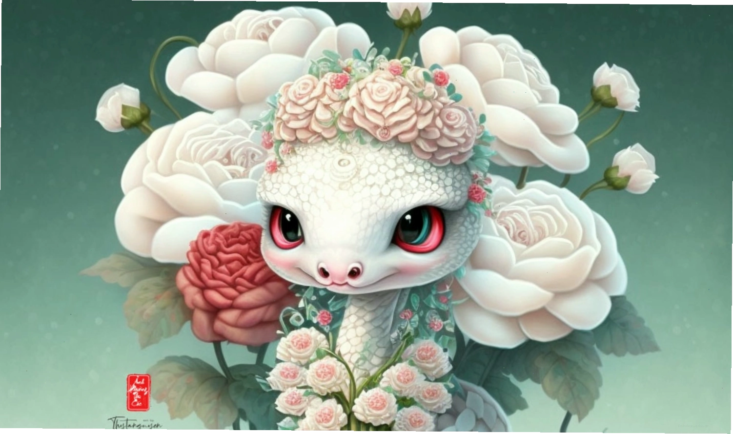 Chú rắn chibi với nét vẽ đơn giản nhưng vô cùng dễ thương