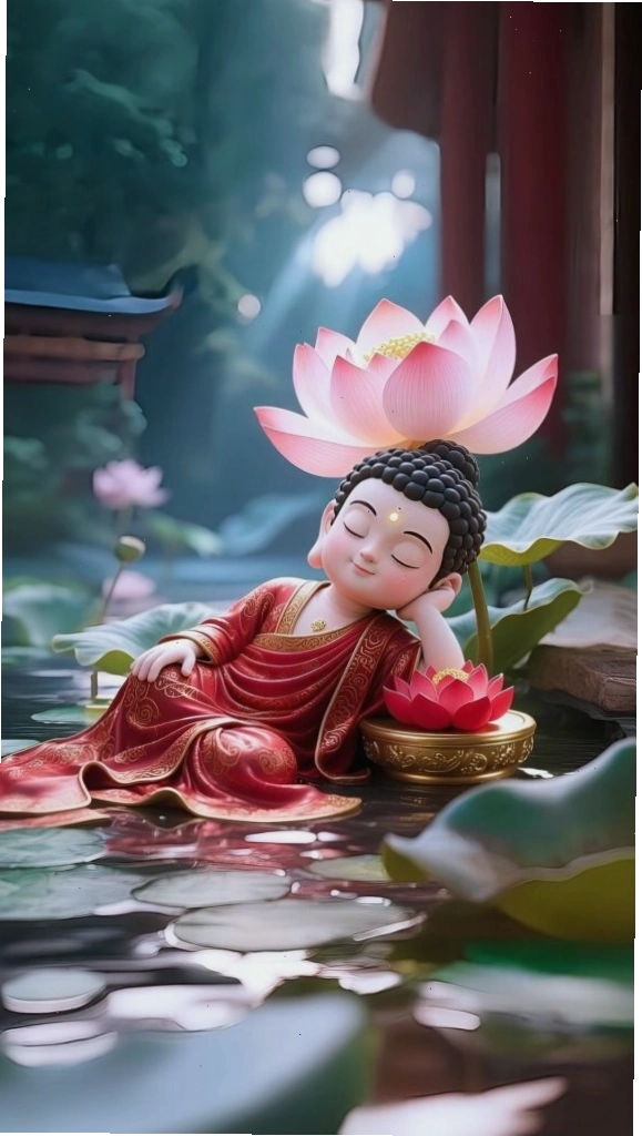Chú tiểu an nhiên được sen nâng đỡ