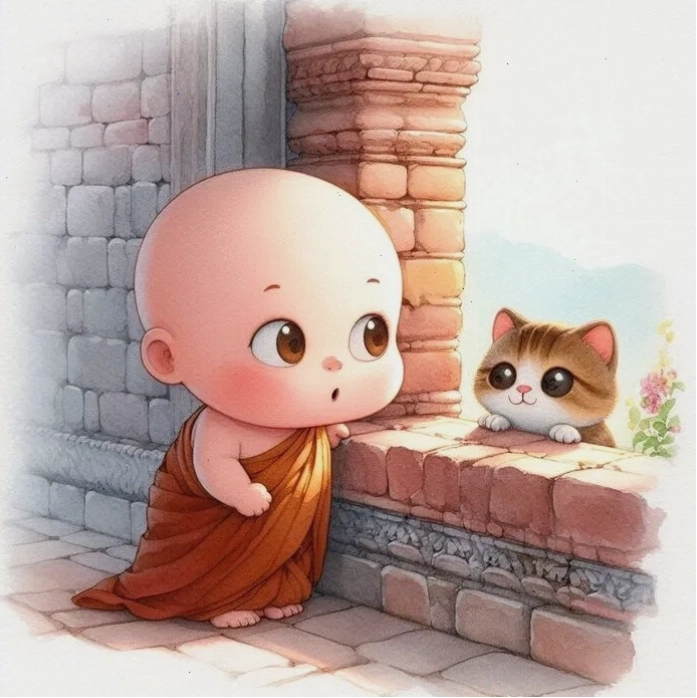 Chú tiểu chibi đẹp nhất với dáng vẻ trang nghiêm