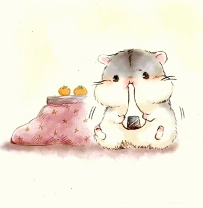 Chuột hamster chibi siêu dễ thương với má phúng phính