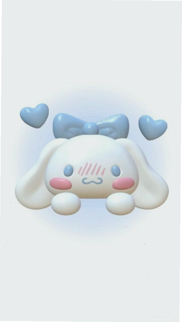 Cinnamoroll anime trắng nền với má hồng và tim bay