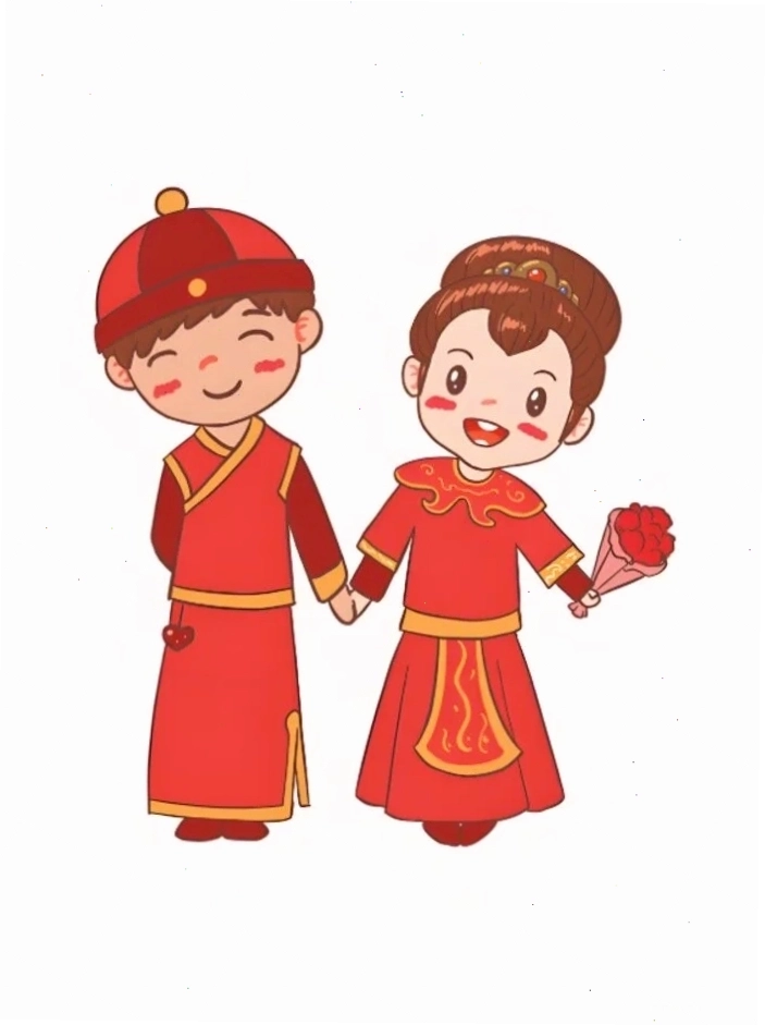 Cô dâu chú rể chibi trong trang phục áo dài truyền thống