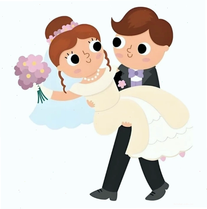 Cô dâu chú rể hoạt hình dễ thương chibi
