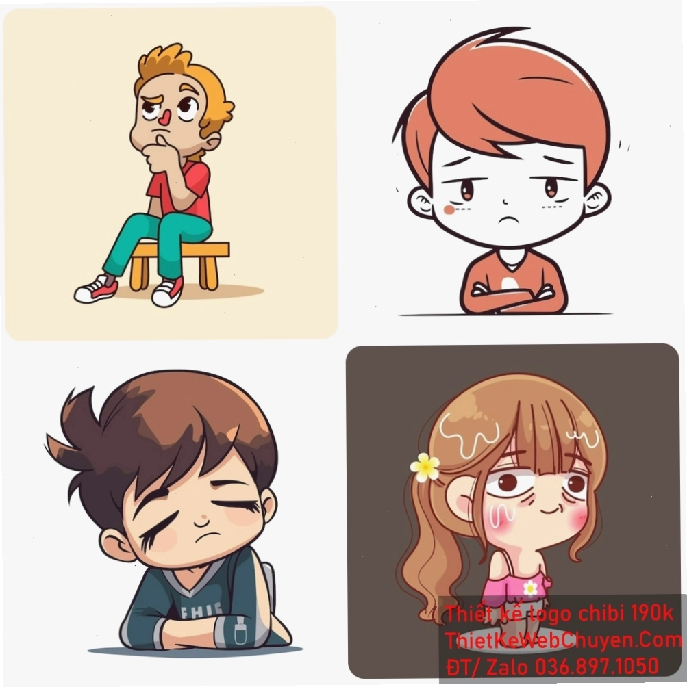 Cô gái chibi buồn ngồi dưới gốc cây
