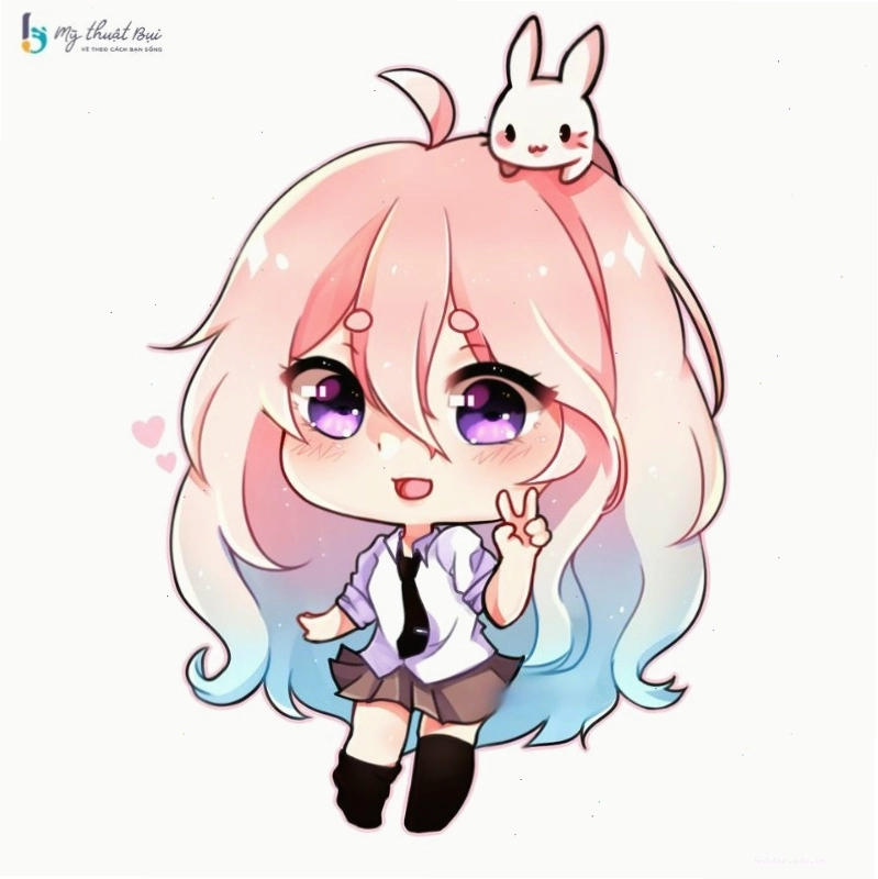 Cô gái chibi đang cầm một chiếc ô
