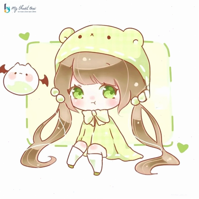 Cô gái chibi trong trang phục mùa hè, mang không khí tươi mát