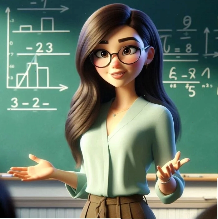 Cô giáo chibi mặc áo dài màu xanh thanh lịch