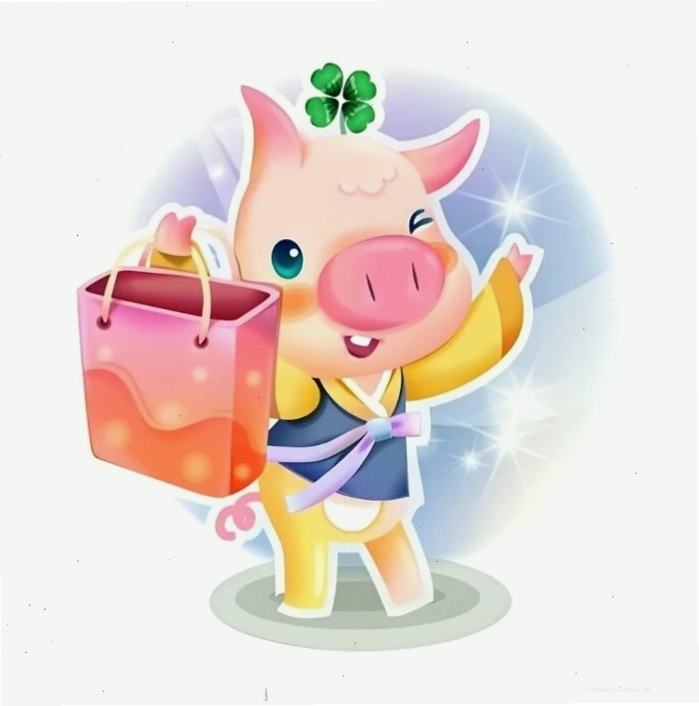 Con heo đáng yêu chibi ôm trái tim