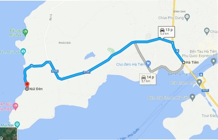 Cung đường di chuyển lên Núi Đèn Hà Tiên với cảnh quan thiên nhiên hùng vĩ