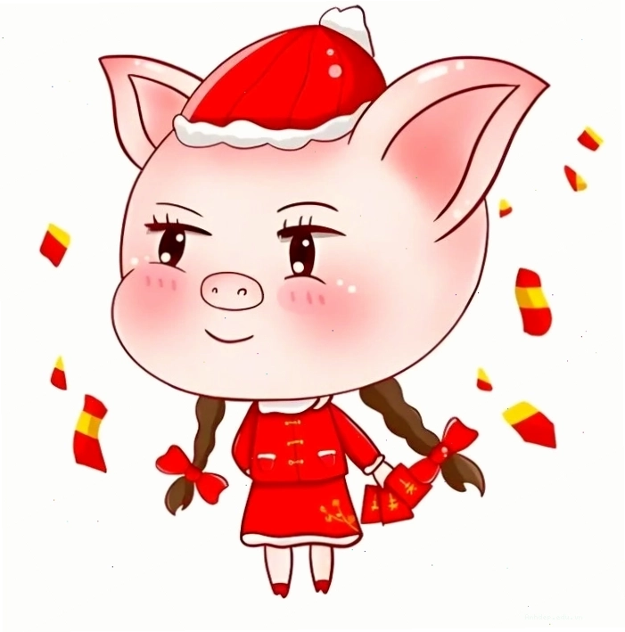 Cute hình vẽ con heo chibi với phụ kiện dễ thương