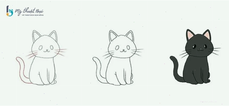 Đi nét và tô màu cho một chú mèo Chibi dễ thương