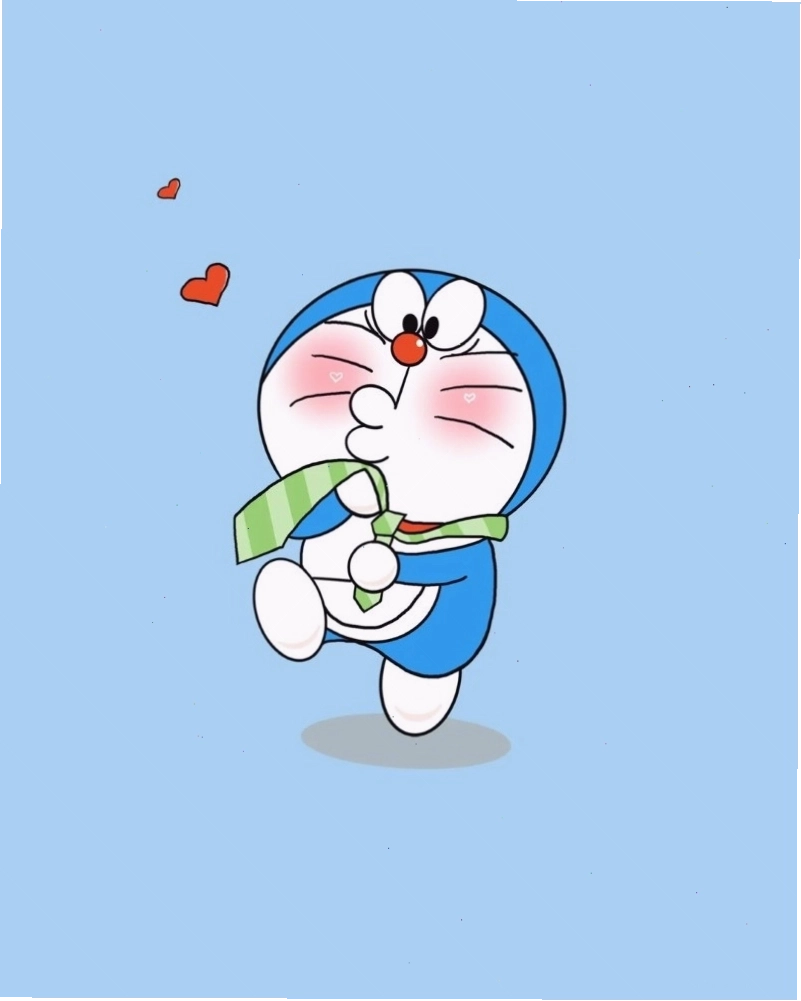 Doraemon chibi cute đang ăn bánh rán