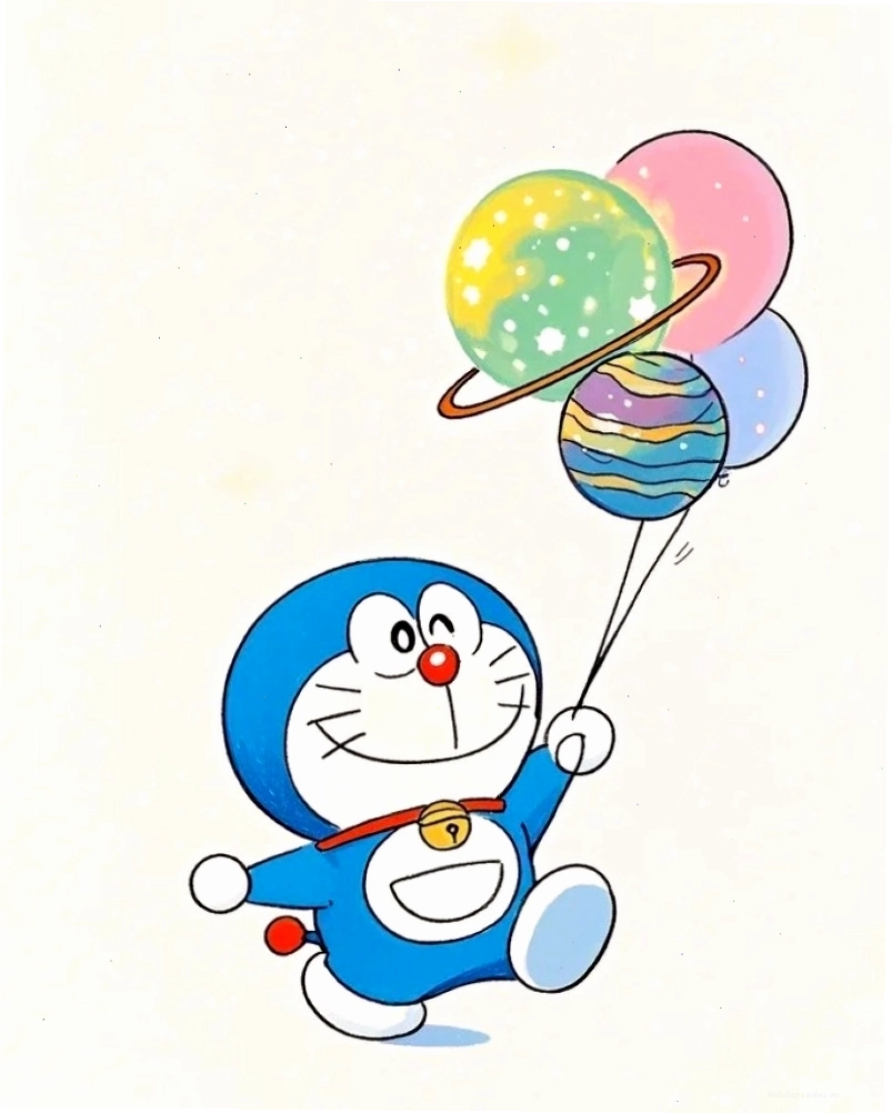 Doraemon chibi cute với biểu cảm ngơ ngác dễ thương