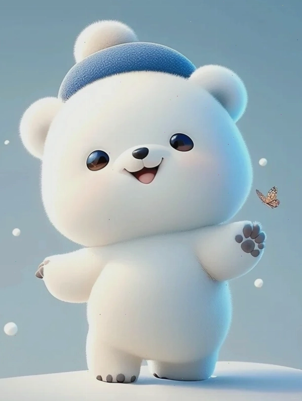 Gấu cute chibi với phong cách đơn giản