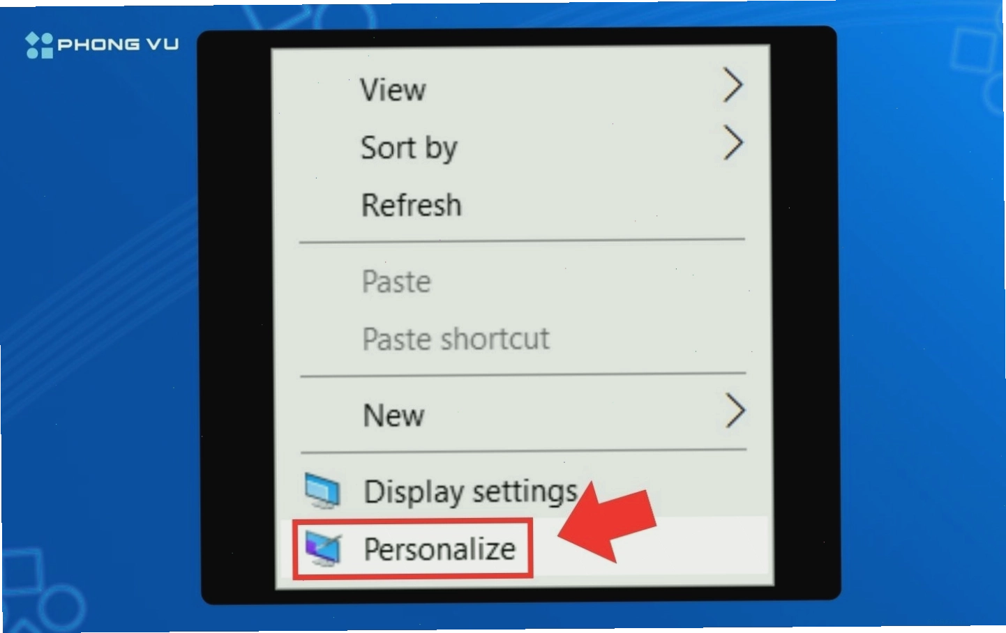 Giao diện cài đặt Personalize trong Windows để đổi hình nền máy tính