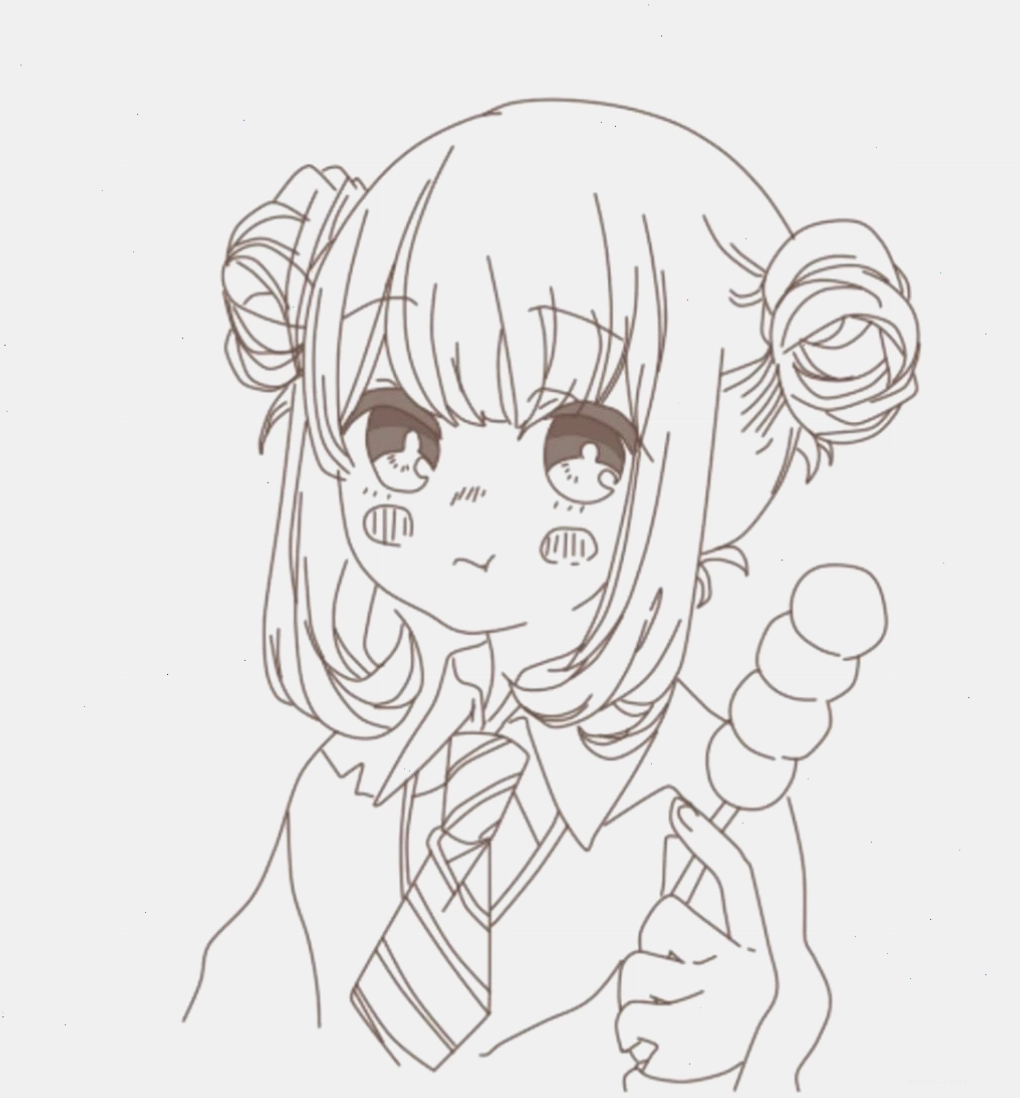 Hình ảnh anime cô bé ăn kẹo, nét vẽ đơn giản nhưng biểu cảm đáng yêu