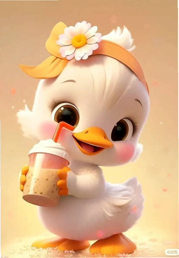 Hình ảnh cận mặt chú vịt chibi đáng yêu