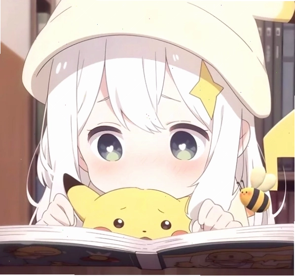 Hình ảnh chibi cute nữ với đôi mắt to tròn và mái tóc hồng cá tính