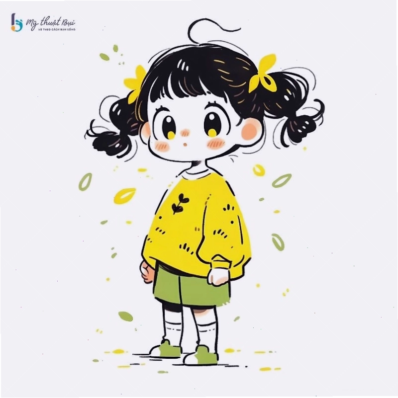 Hình ảnh chibi nữ dễ thương với đôi mắt to tròn và nụ cười rạng rỡ