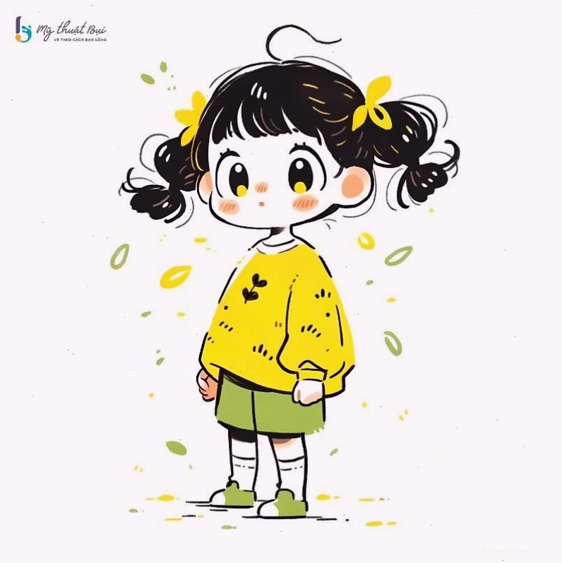 Hình ảnh chibi nữ dễ thương với đôi mắt to tròn và nụ cười tươi tắn