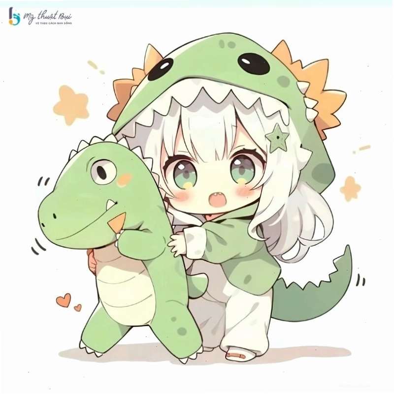 Hình ảnh chibi nữ với mái tóc dài và đôi mắt to tròn