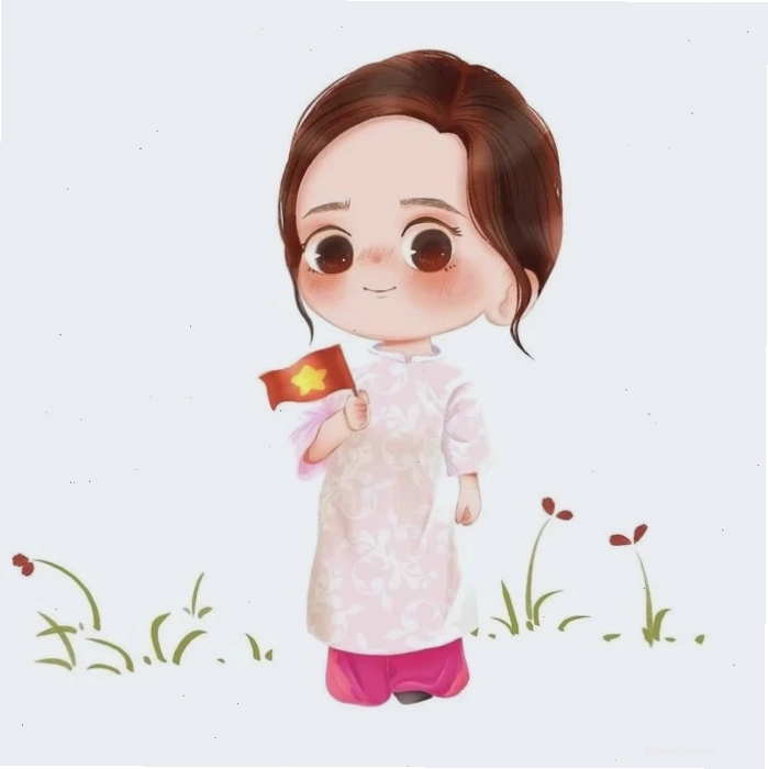 Hình ảnh cô giáo chibi mặc áo dài cách tân duyên dáng