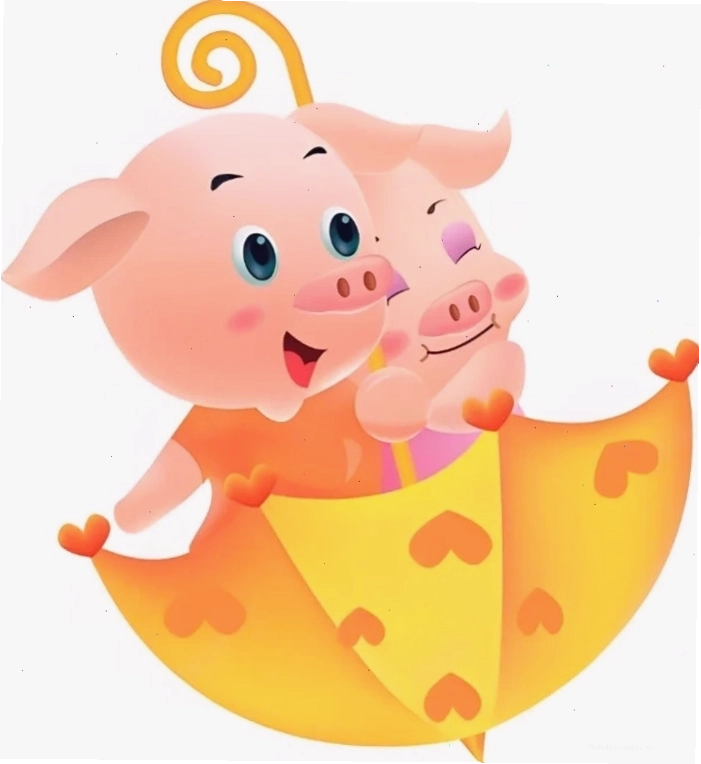 Hình ảnh con heo cute chibi đang vui đùa