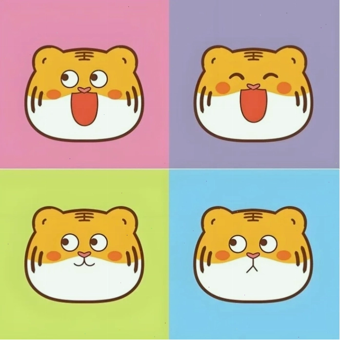 Hình ảnh con hổ chibi với bộ vằn đặc trưng