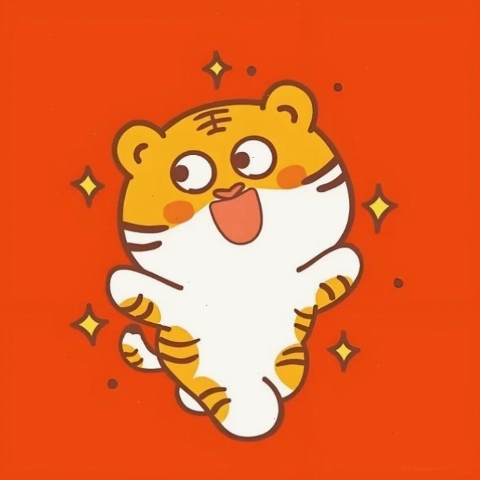 Hình ảnh hổ chibi với đôi mắt to tròn và biểu cảm tinh nghịch