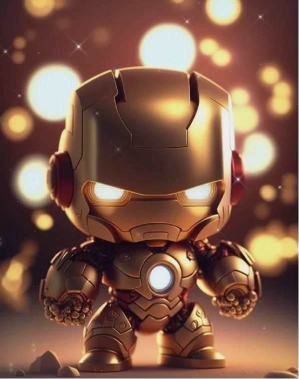 Hình ảnh Iron Man Chibi với bộ giáp đỏ và vàng đặc trưng