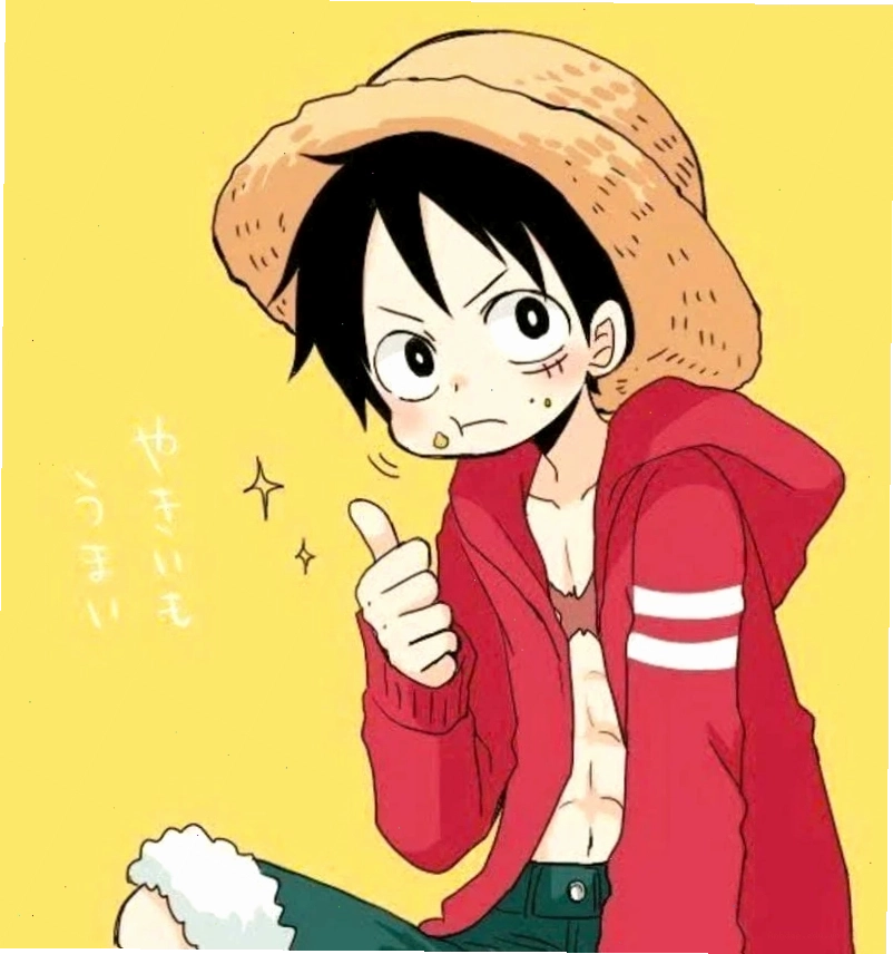 Hình ảnh Luffy chibi đẹp mắt với trang phục thuyền trưởng