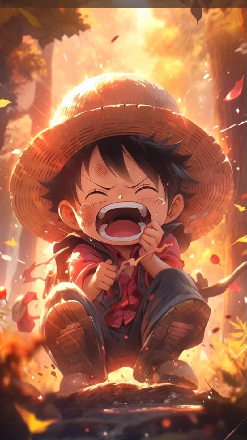 Hình ảnh Luffy chibi thể hiện sự ngầu và phong độ