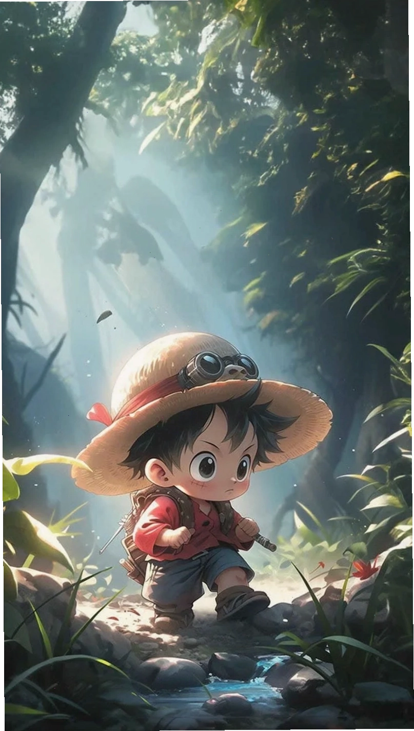 Hình ảnh Luffy chibi tức giận với biểu cảm mạnh mẽ