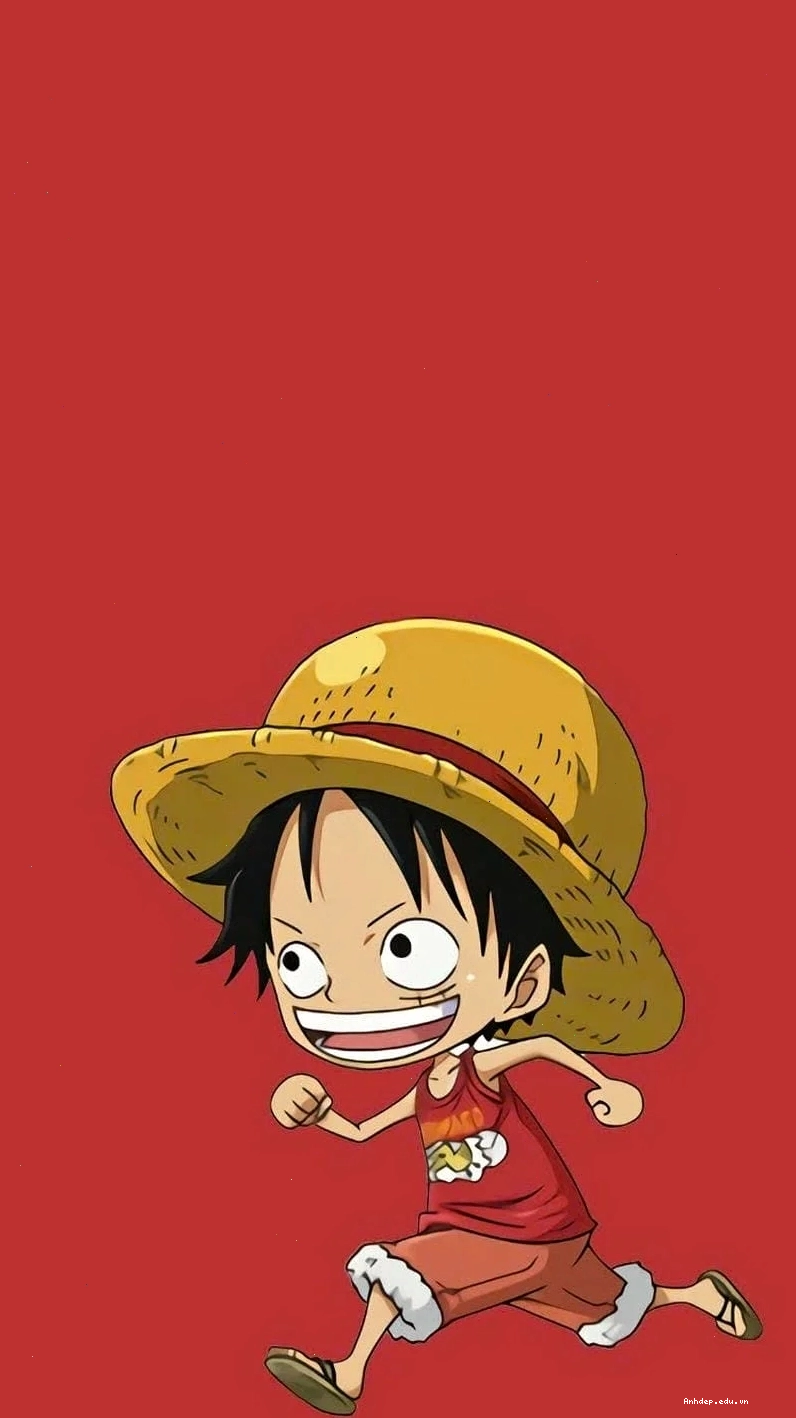 Hình ảnh Luffy chibi với nét mặt buồn bã