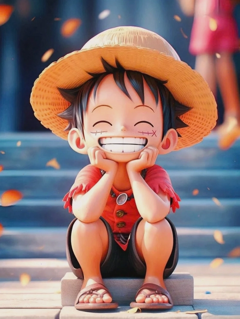 Hình ảnh Luffy chibi với nụ cười tỏa nắng