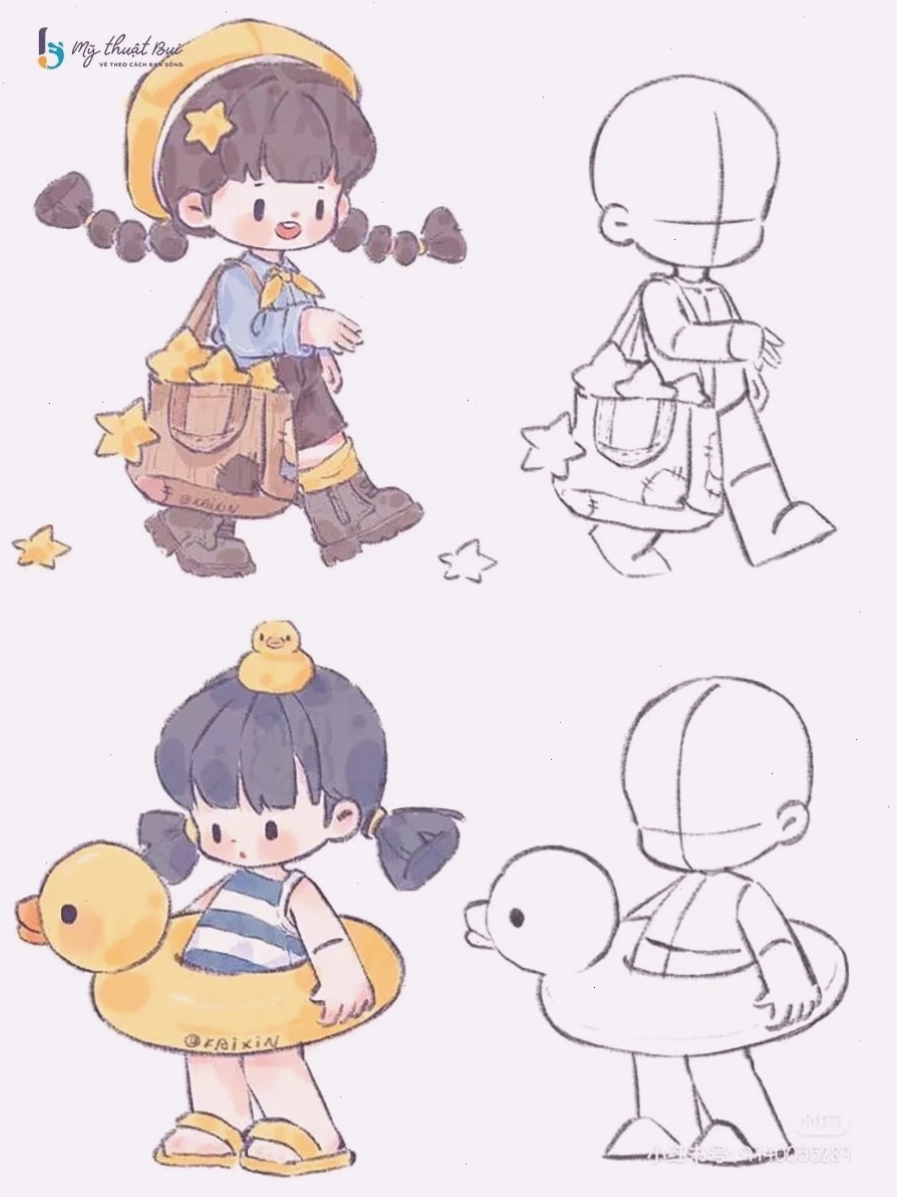 Hình ảnh minh họa quá trình học vẽ Chibi