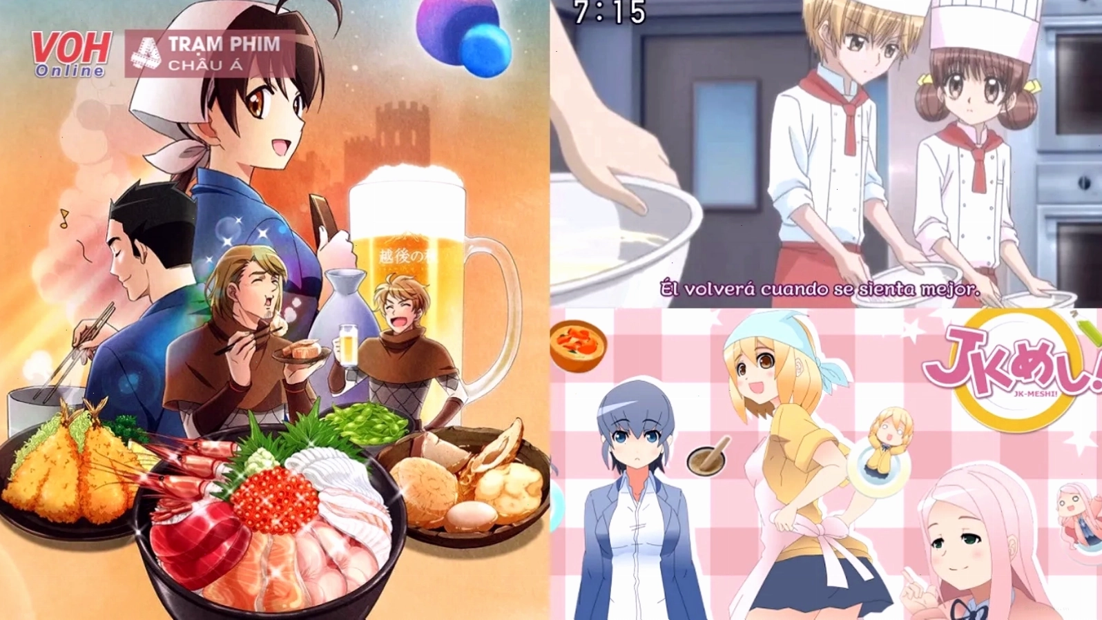 Hình ảnh món ăn hấp dẫn trong anime nấu ăn