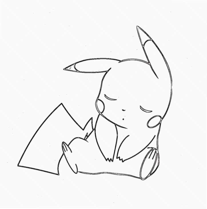 Hình ảnh Pikachu đang ngủ yên bình, thích hợp cho bé tô màu