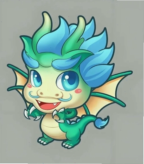 Hình ảnh rồng chibi với màu sắc tươi sáng