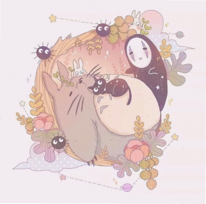 Hình ảnh Vô Diện chibi đáng yêu bên cạnh các nhân vật hoạt hình nổi tiếng khác