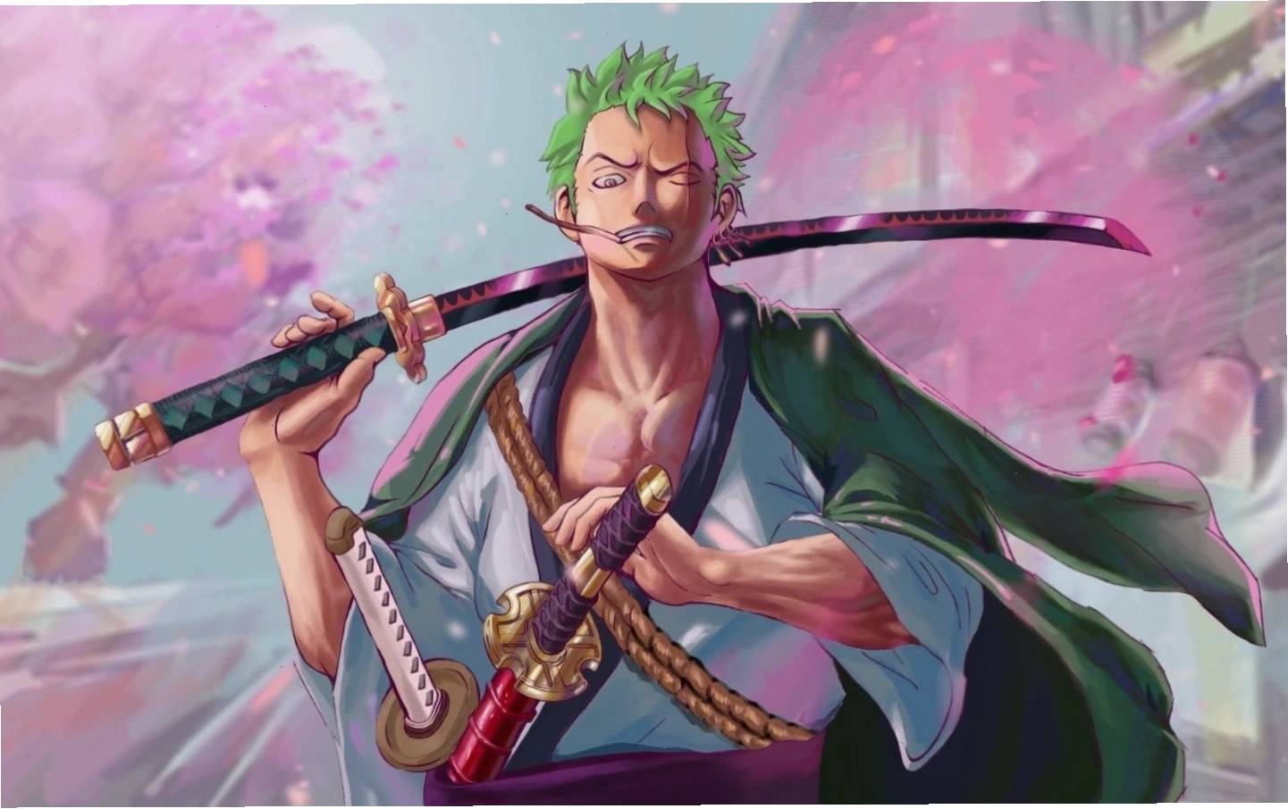 Hình ảnh Zoro trong One Piece đang chuẩn bị tấn công