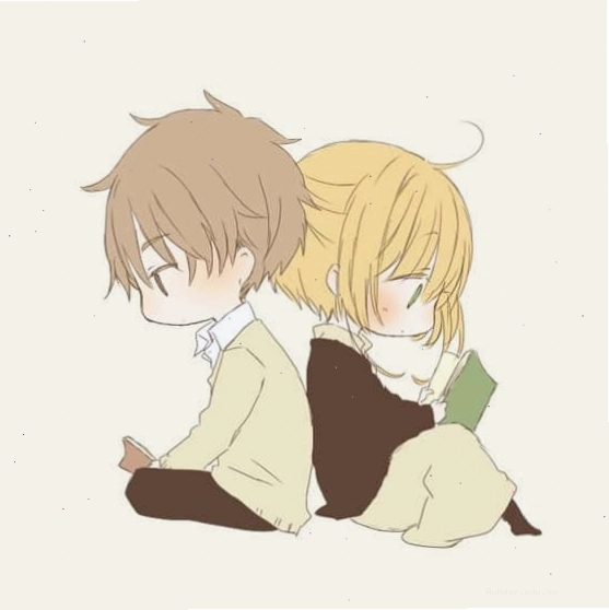 Hình anime cặp đôi chibi lãng mạn thể hiện tình yêu ngọt ngào