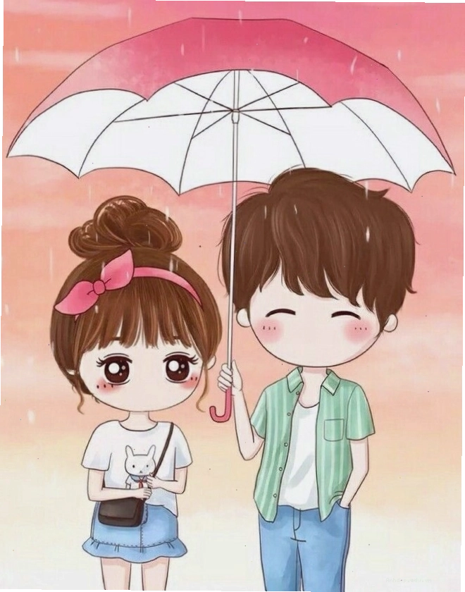 Hình chibi cặp đôi dễ thương đáng yêu với nét vẽ mềm mại