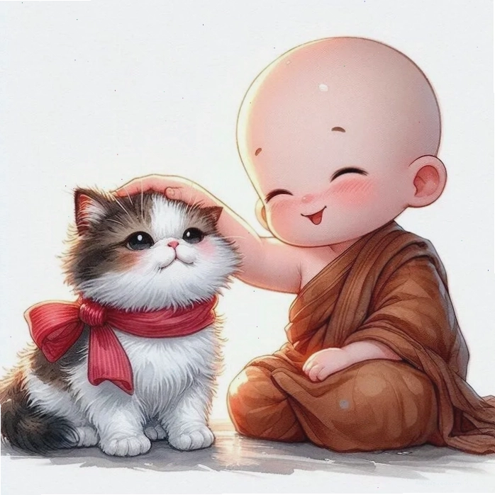 Hình chú tiểu chibi cute với biểu cảm tinh nghịch