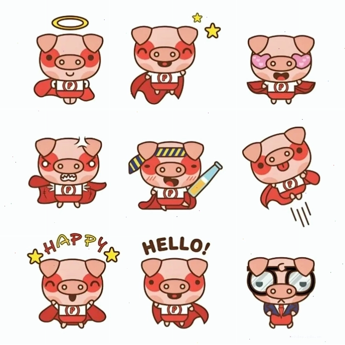 Hinh heo chibi với biểu cảm ngộ nghĩnh
