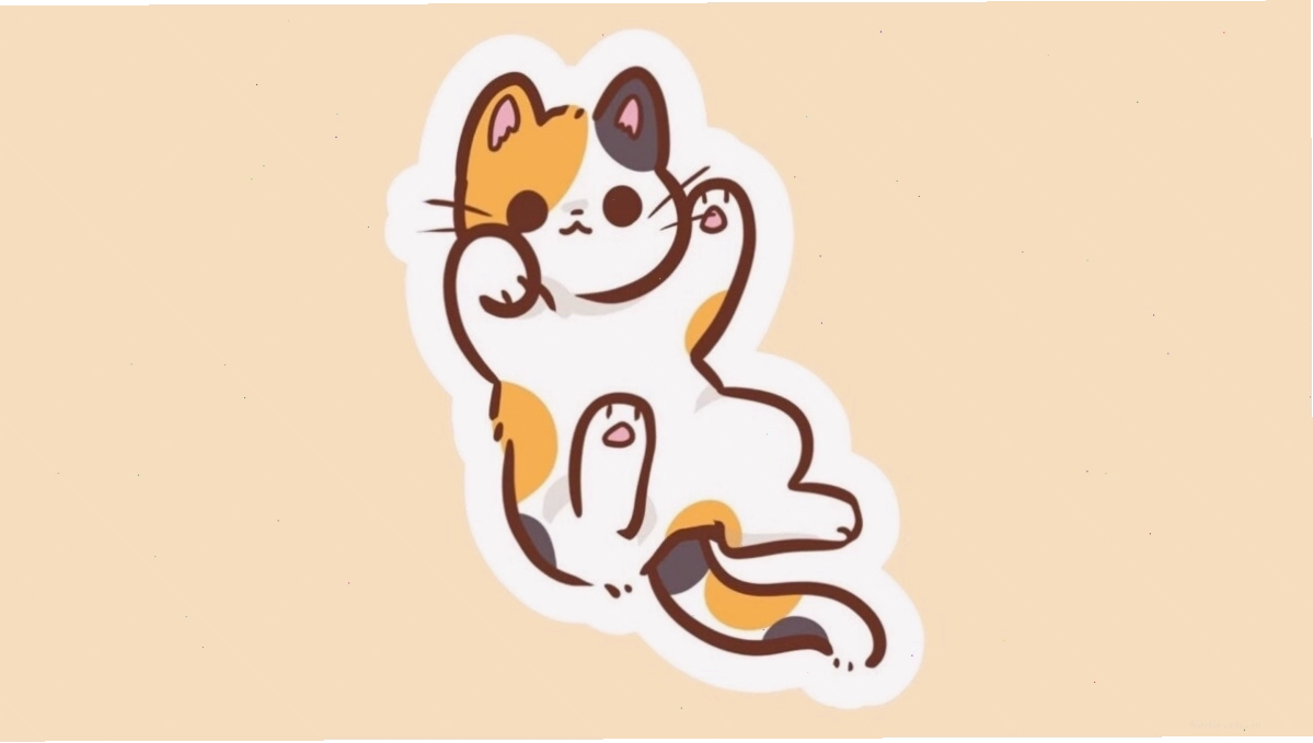 Hình mèo chibi cute với đôi mắt to tròn và biểu cảm tinh nghịch